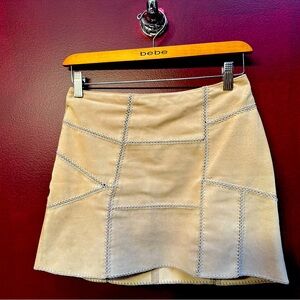 bebe Tan Suede Patchwork Skirt